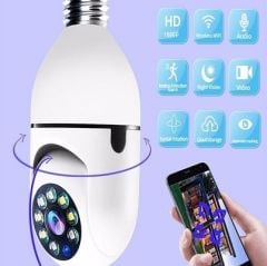 Ampul Kamera Harekete Duyarlı Gece Görüşlü Kablosuz Bebek Izleme Kamerası Güvenlik Akıllı Wifi 360