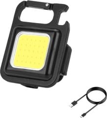 Mini el feneri anahtarlık taşınabilir cep Flashligh su geçirmez USB şarj edilebilir Mıknatıslı Fener