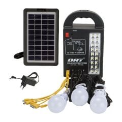 Solar Güneş Enerjili Aydınlatma Sistemi 3 Ampül Şarjlı Telefon Şarj Kablolu ışıldak