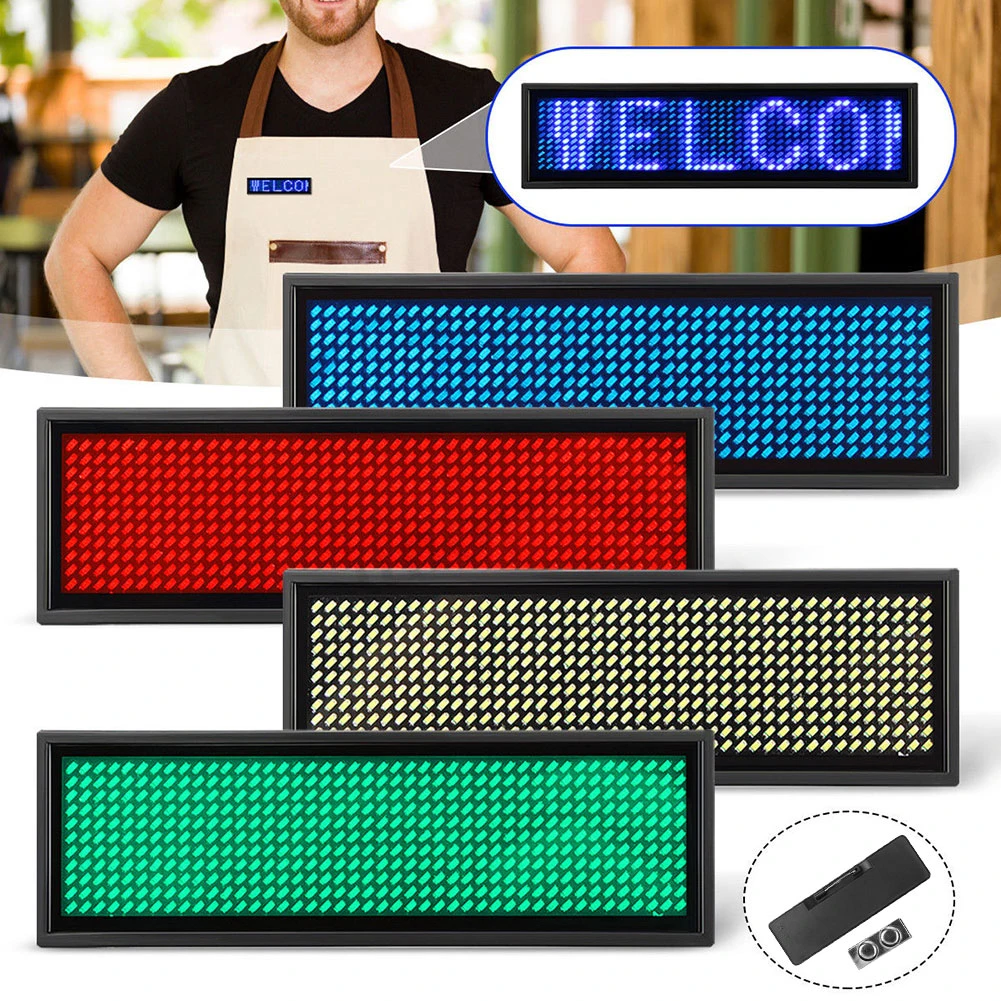 Bluetooth Led Ekran Kayan Yazı Rozet Mini Ledli Ekran Reklam Tanıtım Fiyat Etiketi Işık MAVİ