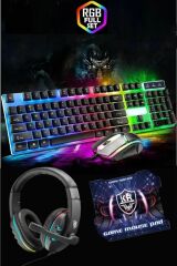 4in1 Klavye Mause Pad Rgb Led Işıklı Kulaklık Espor Oyuncu Gaming Set