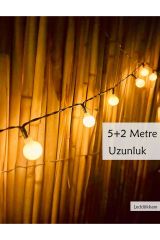 50 Led 7 Metre Sarı Opak Solar Led Işık Güneş Enerjili Bahçe Teras Balkon Ağaç Lambası