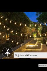 50 Led 7 Metre Sarı Opak Solar Led Işık Güneş Enerjili Bahçe Teras Balkon Ağaç Lambası