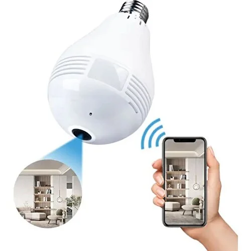 Ampul Kamera Wifi  Mini Güvenlik Ip Bulut Depolama 360 Derece Panoramik Görüntü
