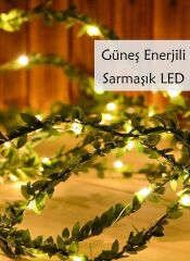50 Led 7 Metre Sarmaşık Peri Led Işık Güneş Enerjili Solar Bahçe Balkon Ağaç Lambası Aydınlatma