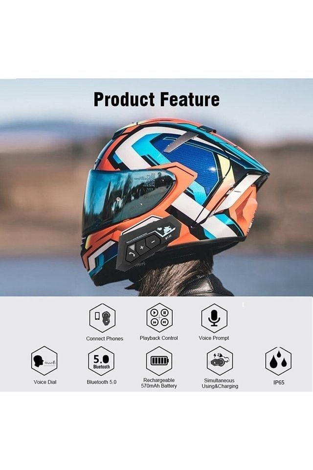 Kask Kulaklık Bt22 Bluetooth Motosiklet Kulaklık 5.0 Bluetooth Intercom Motorsiklet Kulaklık