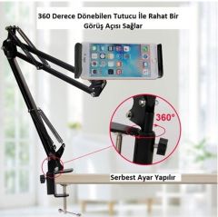 Telefon Tablet Masa Tutucu Esnek Uzun Kollu 360 Derece 6'' 11''