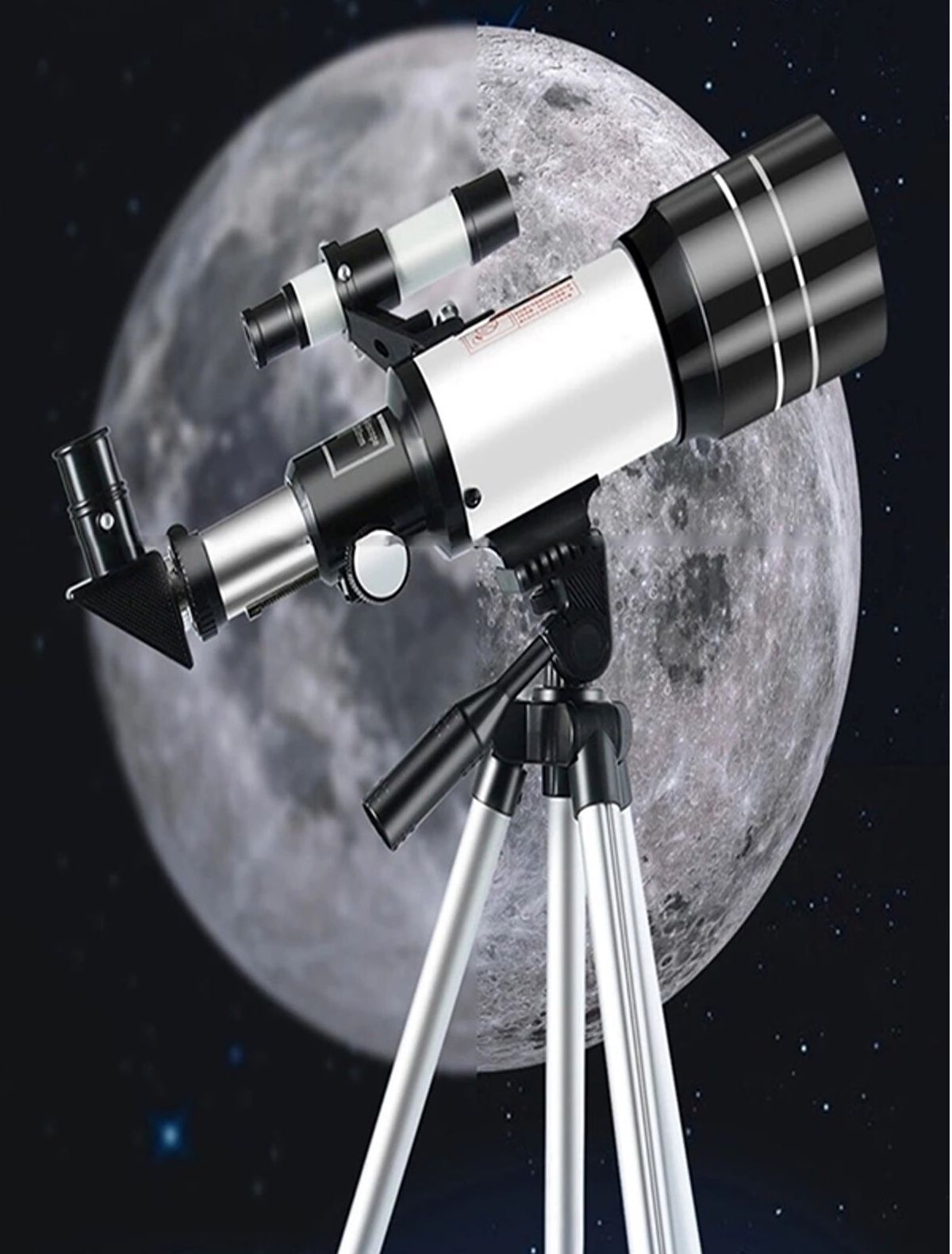 Profesyonel Astronomik Teleskop 70 Mm Mercek 150 Kez Yakınlaştırma Yüksek Güçlü