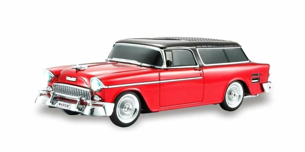 Klasik Araba Usb-Tf-Fm Radyo Bluetooth Hoparlör Hediye Aksesuar Kırmızı