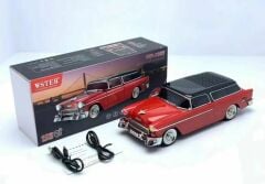 Klasik Araba Usb-Tf-Fm Radyo Bluetooth Hoparlör Hediye Aksesuar Kırmızı