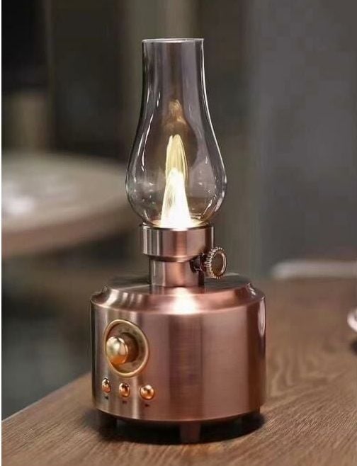 Nostaljik Retro Gaz Lambası Taşınabilir Bluetooth Hoparlör Rose Ahşap Dekorasyon Hediye