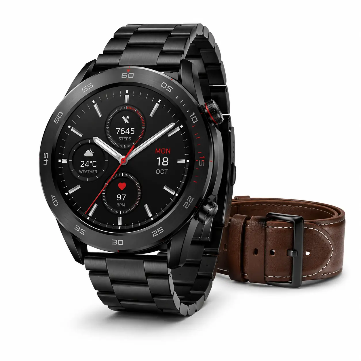 GT3 Max Porsche 46 mm Metal ve Deri Kordonlu Akıllı Saat